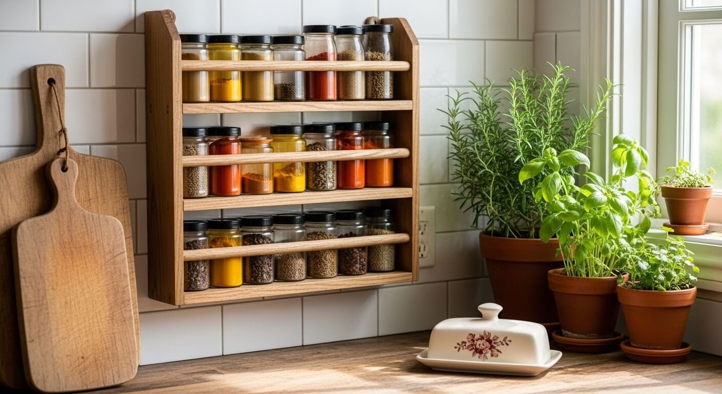 22 Charming Spice Rack DIY Designs That Simplify Cooking