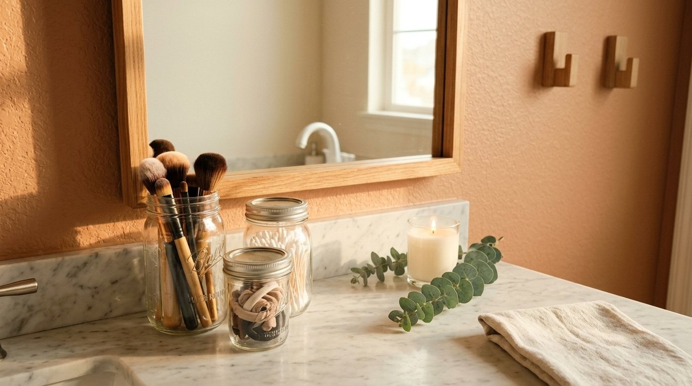 How to Make Mason Jar Organizers for Bathroom and Office Storage